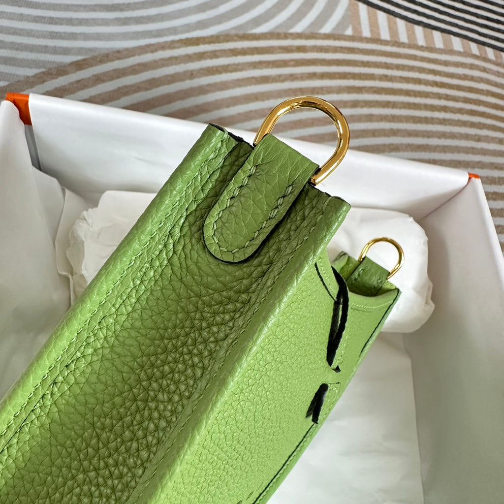 Hermes Evelyne III 17 Green Togo Leather Bag Gold H5600