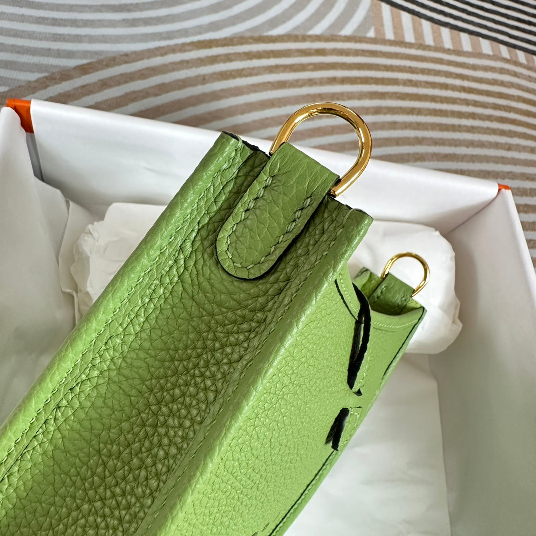 Hermes Evelyne III 17 Green Togo Leather Bag Gold H5600