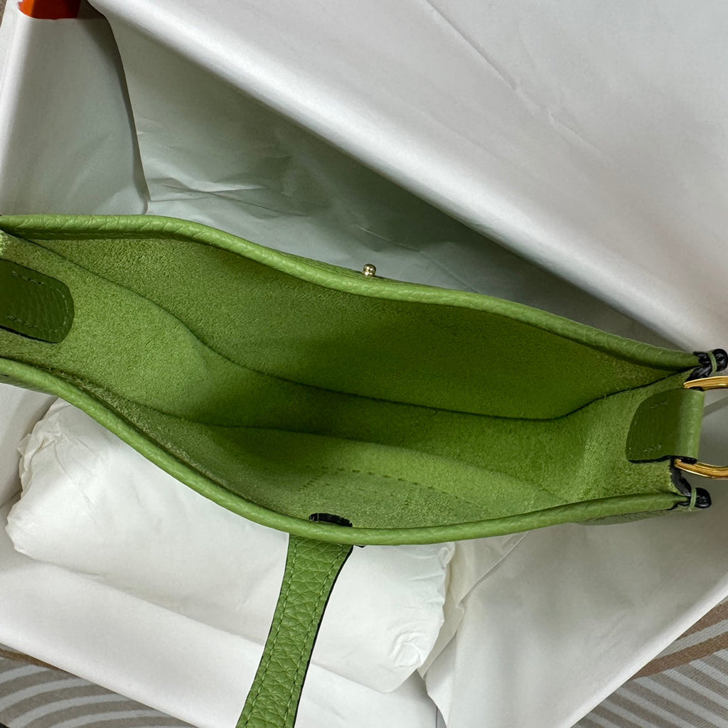 Hermes Evelyne III 17 Green Togo Leather Bag Gold H5600