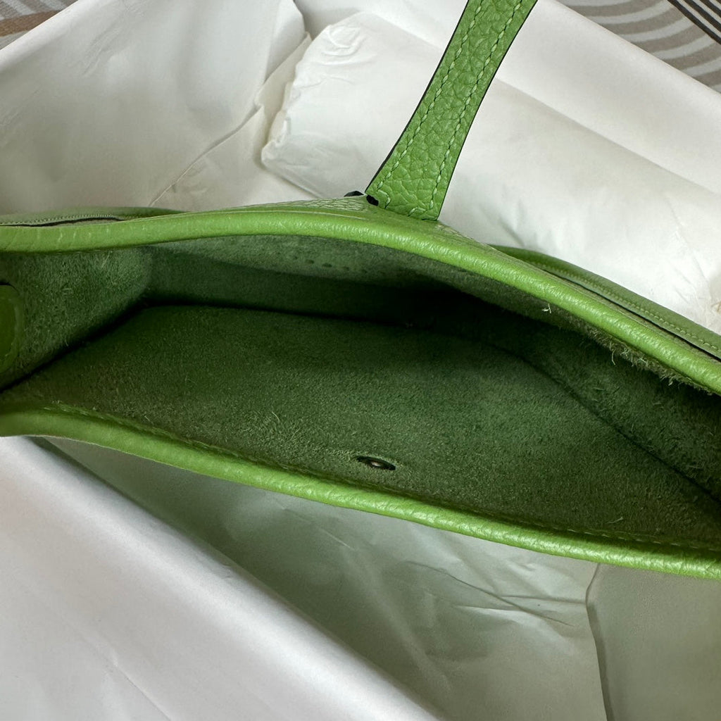 Hermes Evelyne III 17 Green Togo Leather Bag Silver H5601
