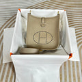 Hermes Evelyne III 17 Light Gray Togo Leather Bag Gold H5602