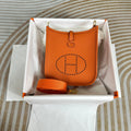 Hermes Evelyne III 17 Orange Togo Leather Bag Gold H5604