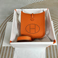 Hermes Evelyne III 17 Orange Togo Leather Bag Silver H5605