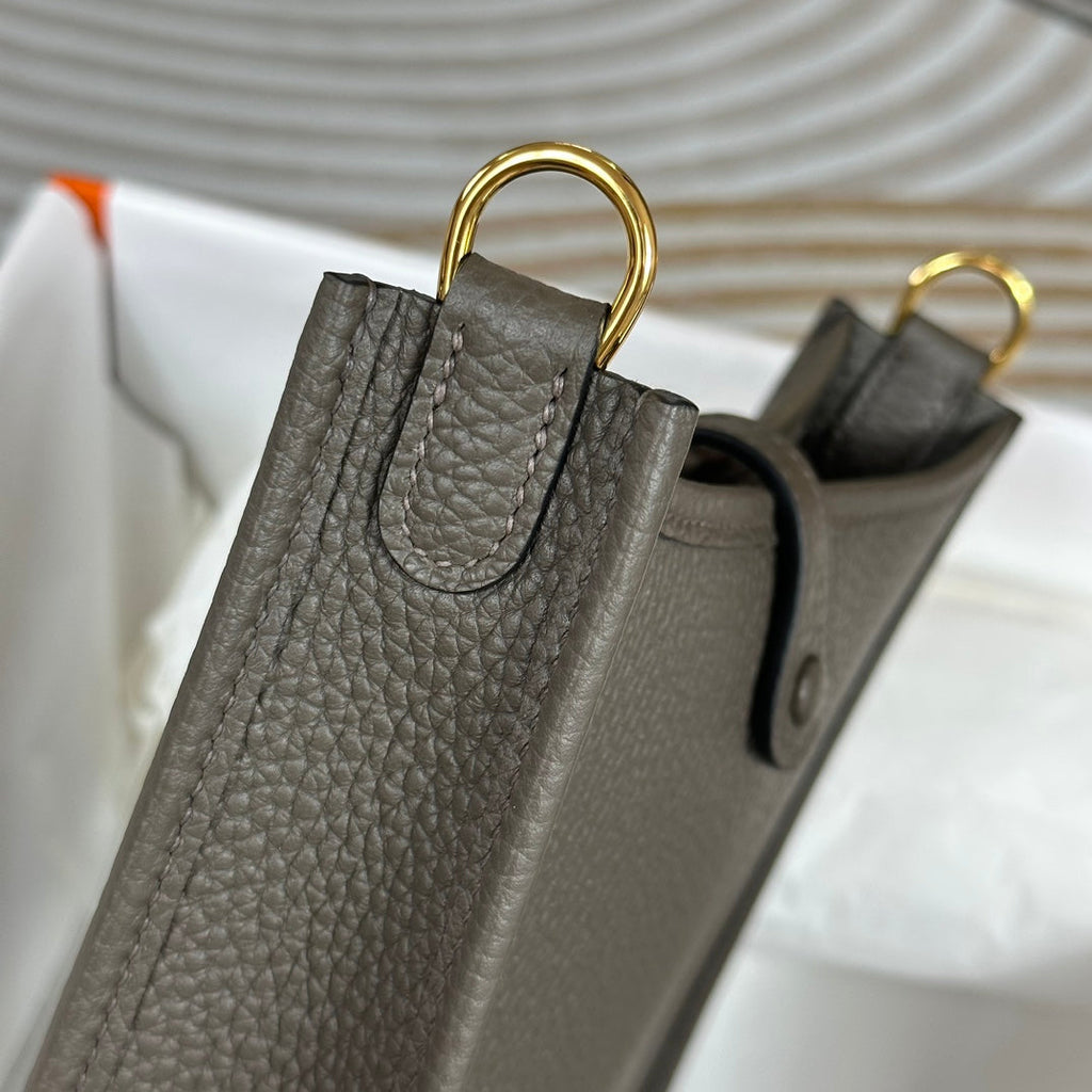 Hermes Evelyne III 17 Dark Gray Togo Leather Bag Gold H5606