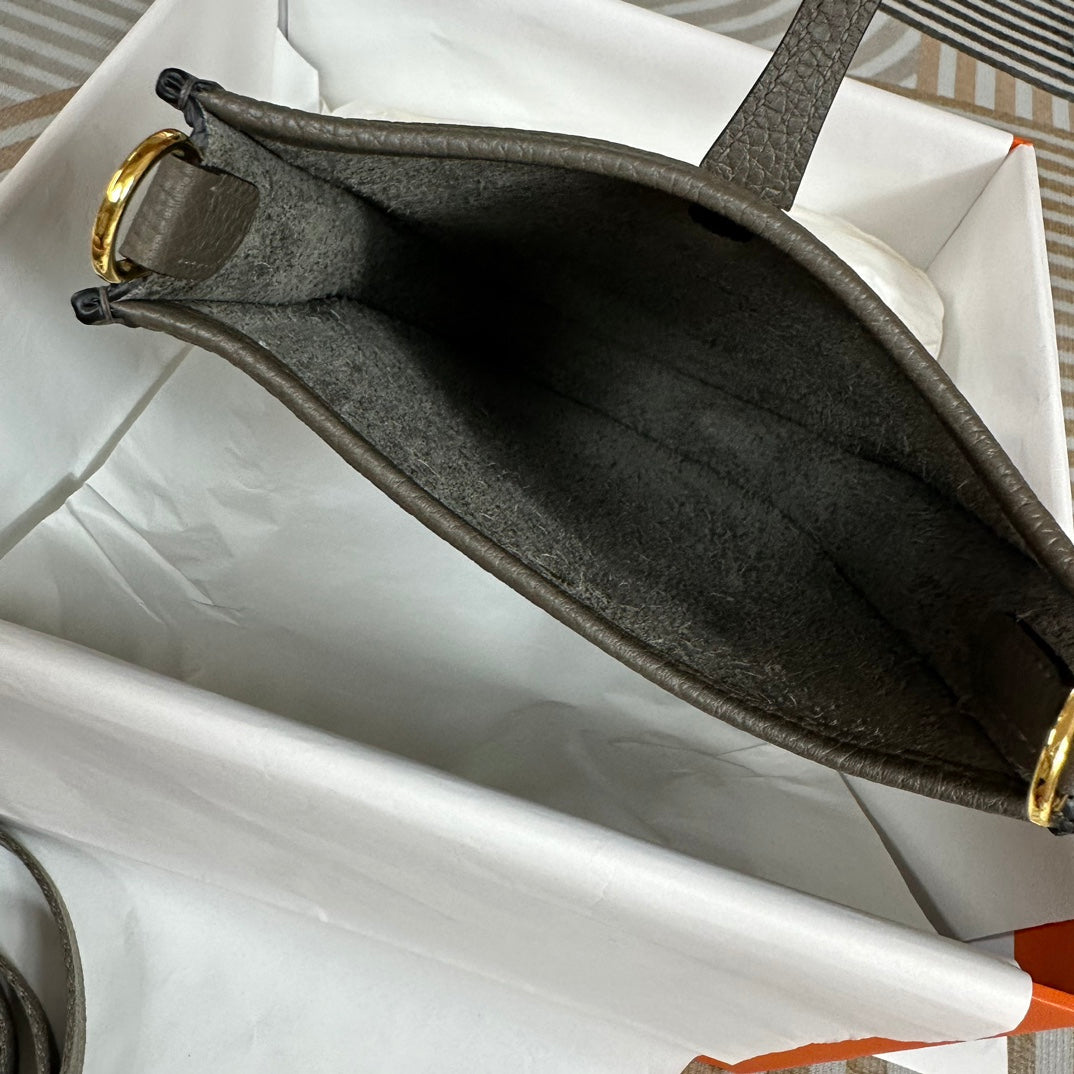 Hermes Evelyne III 17 Dark Gray Togo Leather Bag Gold H5606