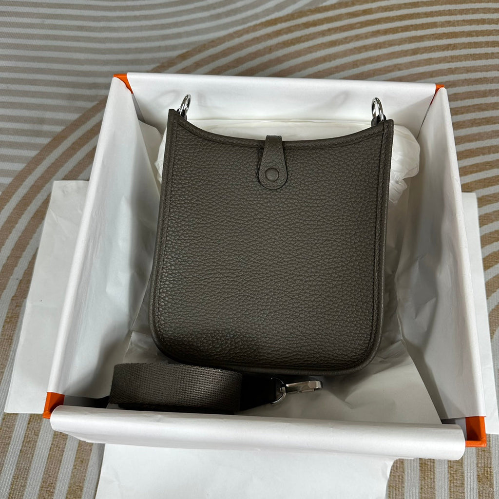 Hermes Evelyne III 17 Dark Gray Togo Leather Bag Silver H5607