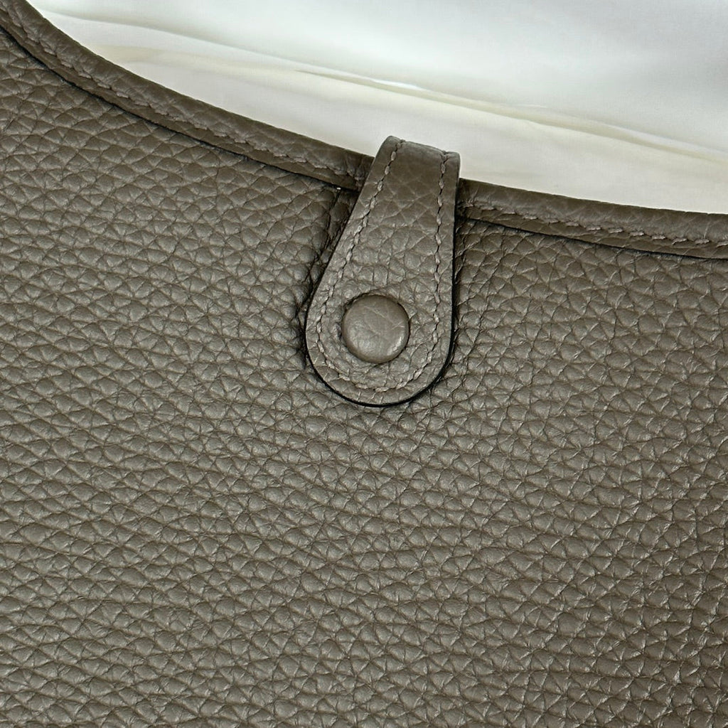 Hermes Evelyne III 17 Dark Gray Togo Leather Bag Silver H5607