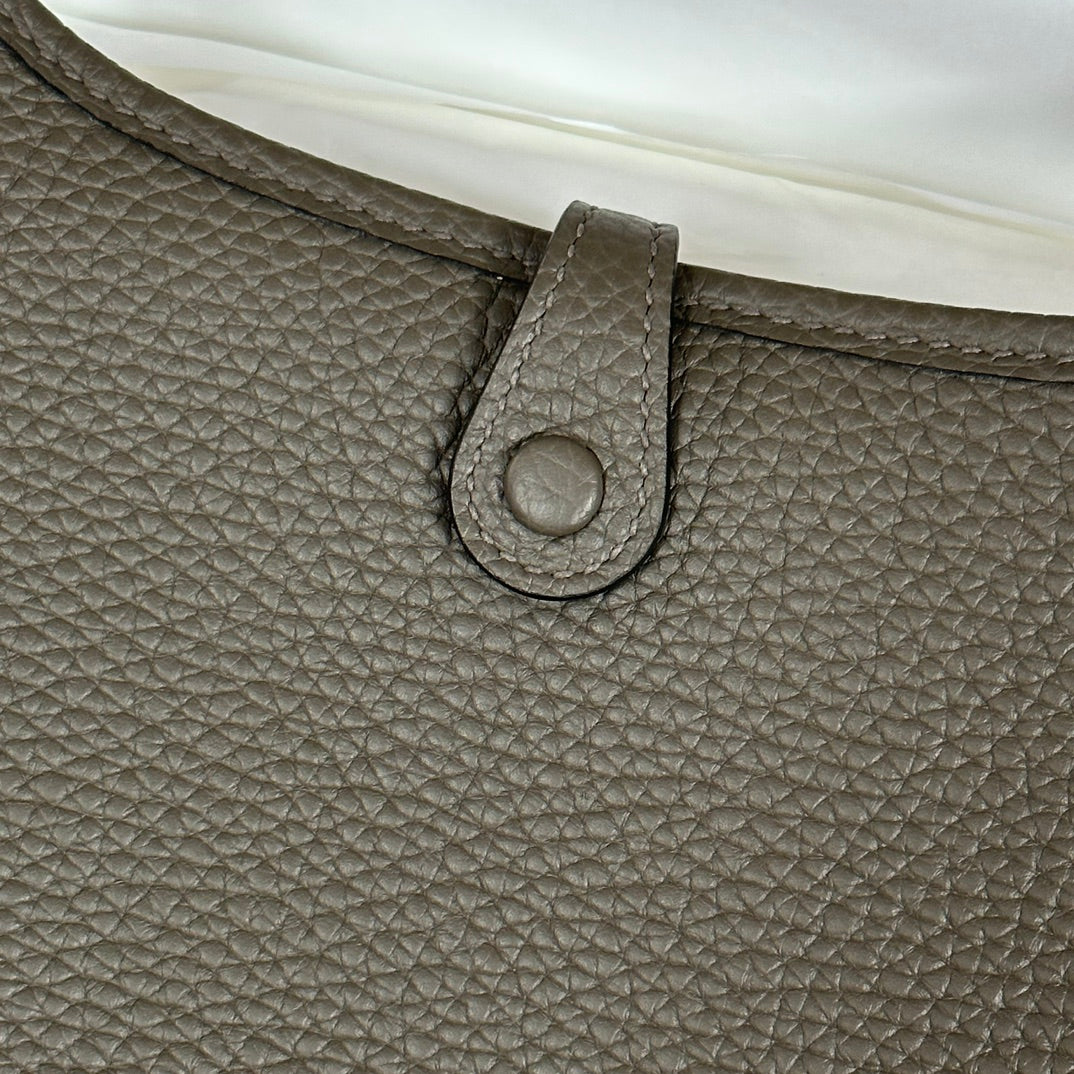 Hermes Evelyne III 17 Dark Gray Togo Leather Bag Silver H5607
