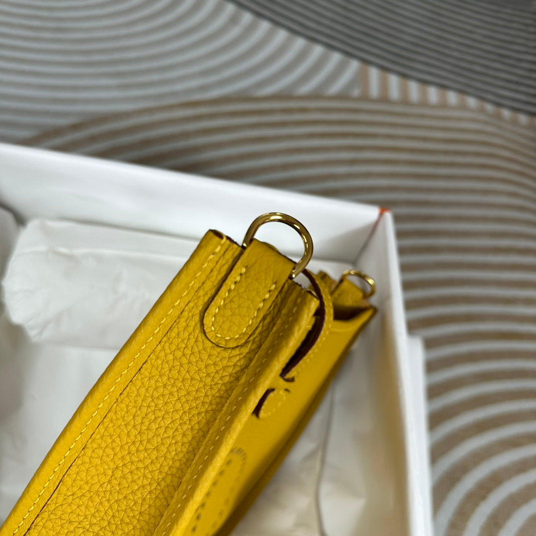 Hermes Evelyne III 17 Yellow Togo Leather Bag Gold H5608
