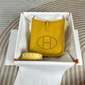 Hermes Evelyne III 17 Yellow Togo Leather Bag Silver H5609