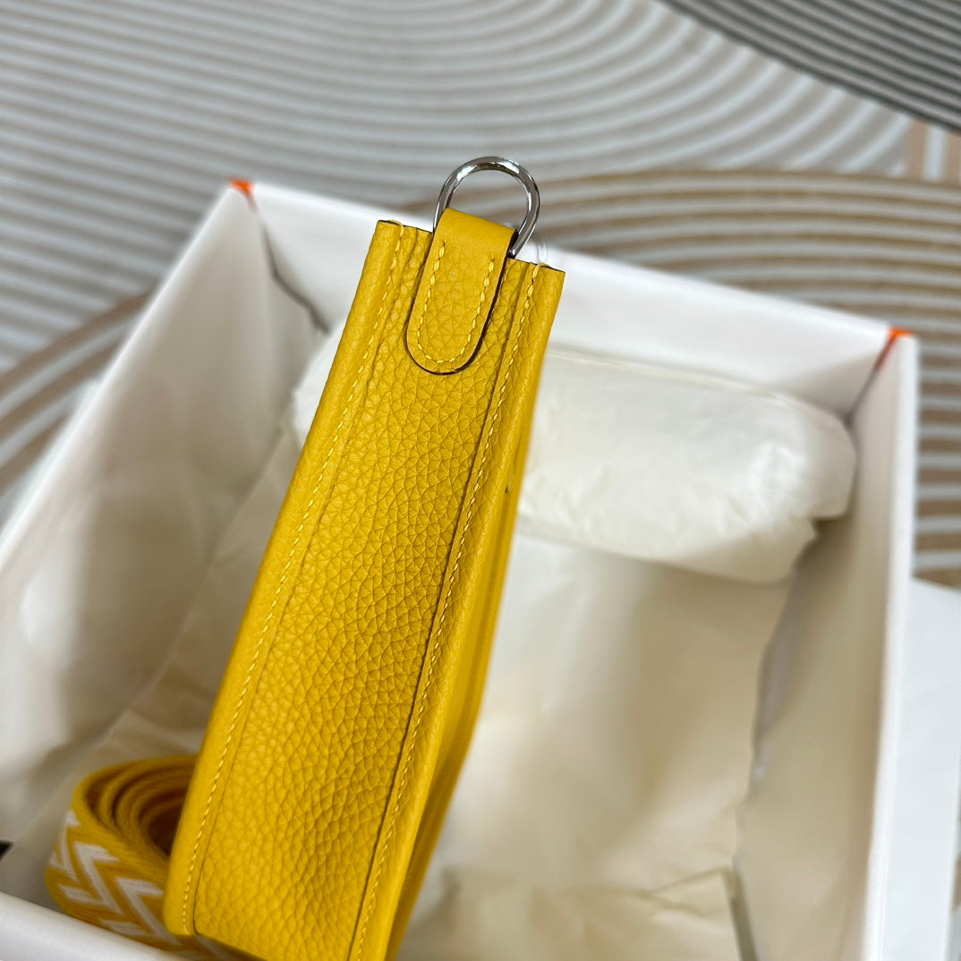 Hermes Evelyne III 17 Yellow Togo Leather Bag Silver H5609
