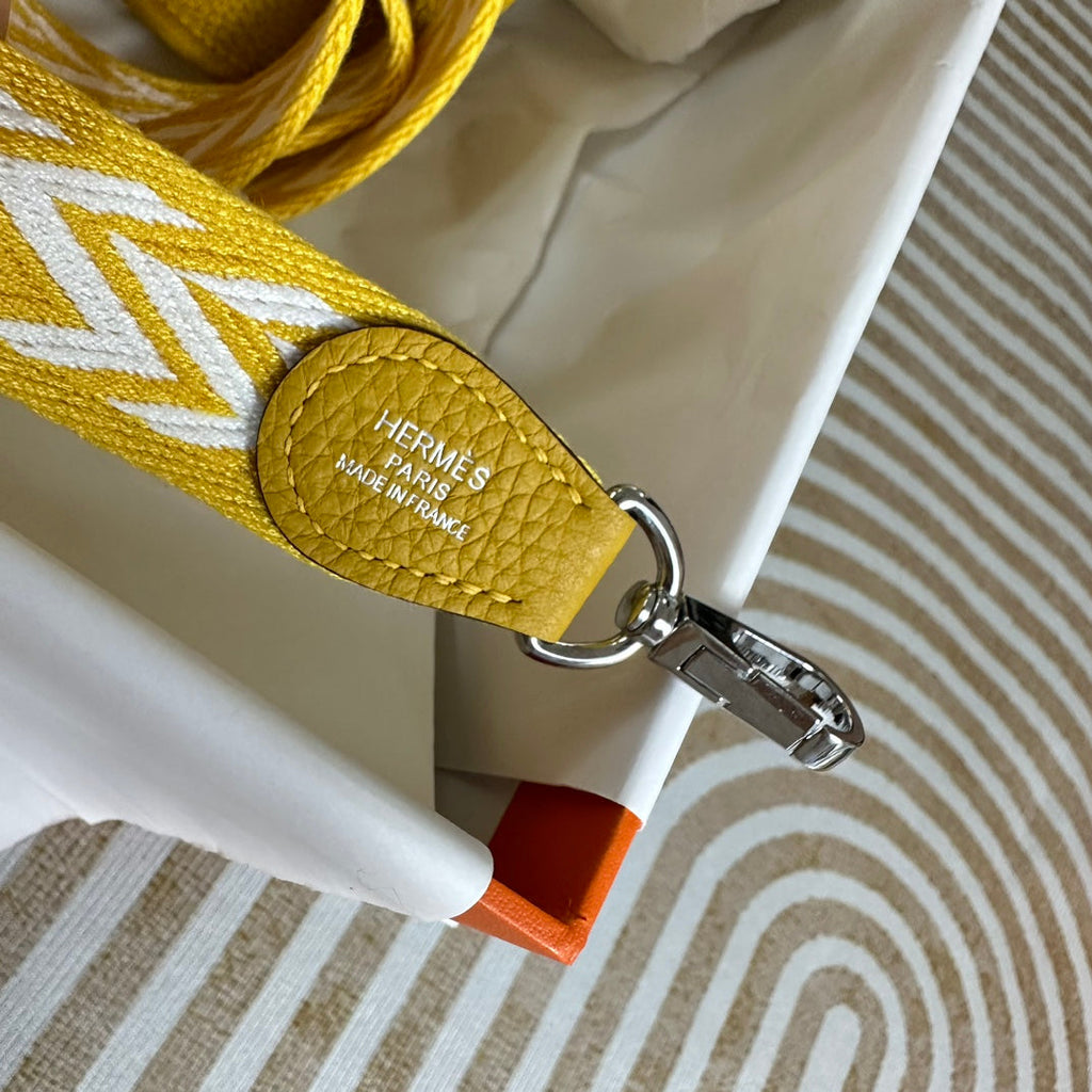 Hermes Evelyne III 17 Yellow Togo Leather Bag Silver H5609