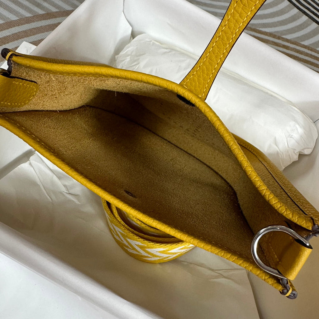 Hermes Evelyne III 17 Yellow Togo Leather Bag Silver H5609