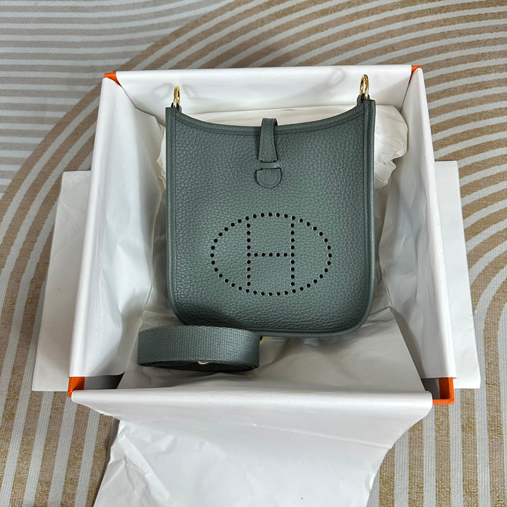 Hermes Evelyne III 17 Dark Green Togo Leather Bag Gold H5610