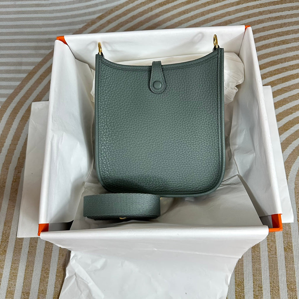 Hermes Evelyne III 17 Dark Green Togo Leather Bag Gold H5610