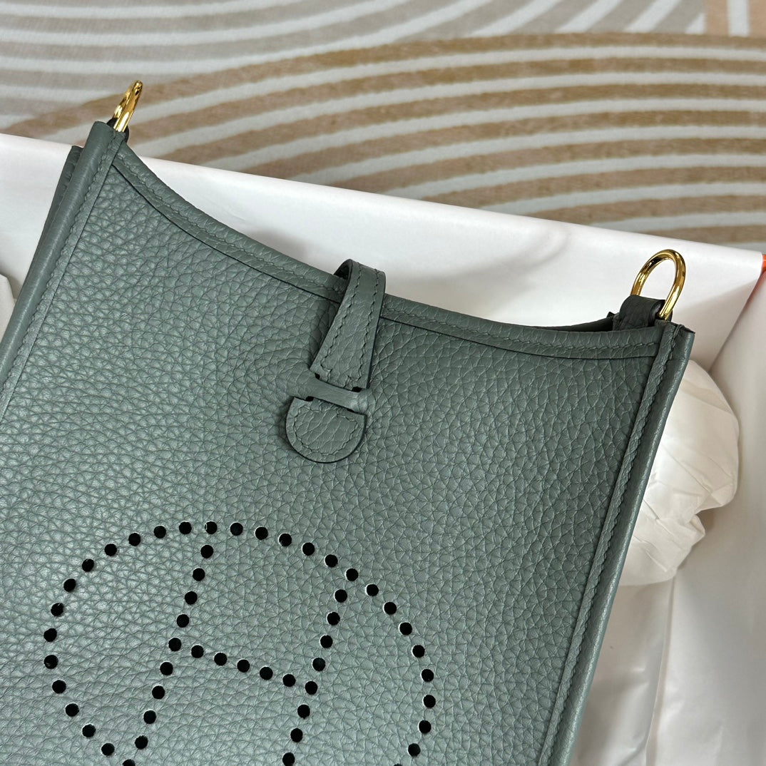 Hermes Evelyne III 17 Dark Green Togo Leather Bag Gold H5610