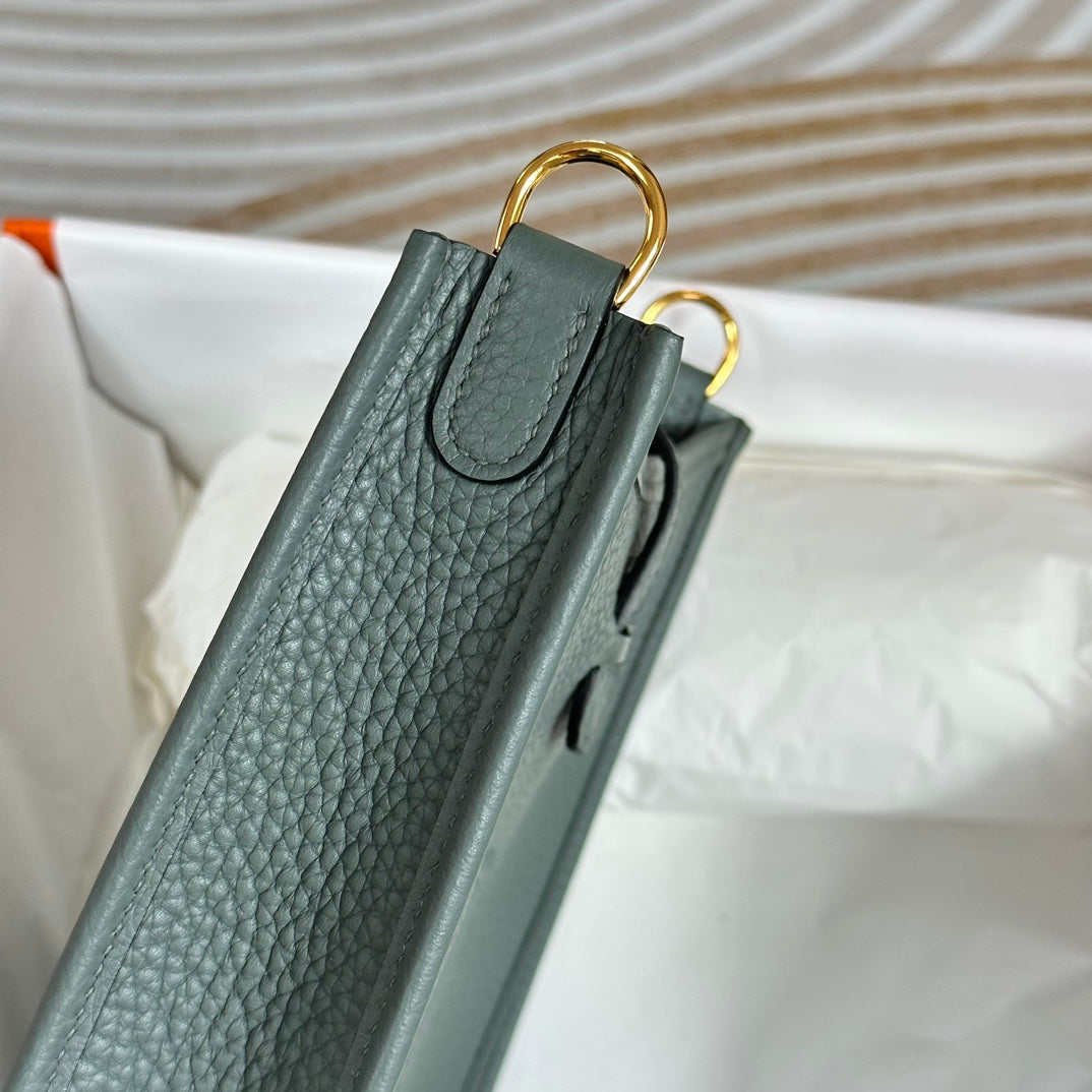 Hermes Evelyne III 17 Dark Green Togo Leather Bag Gold H5610