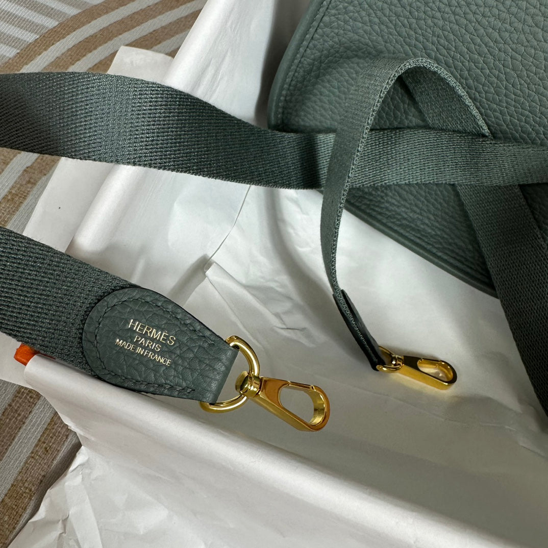Hermes Evelyne III 17 Dark Green Togo Leather Bag Gold H5610