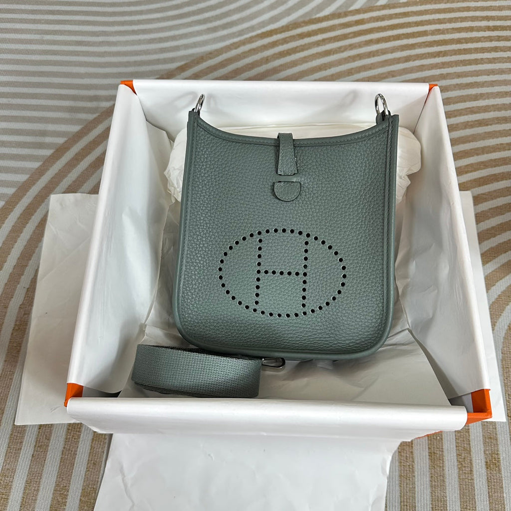 Hermes Evelyne III 17 Dark Green Togo Leather Bag Silver H5611