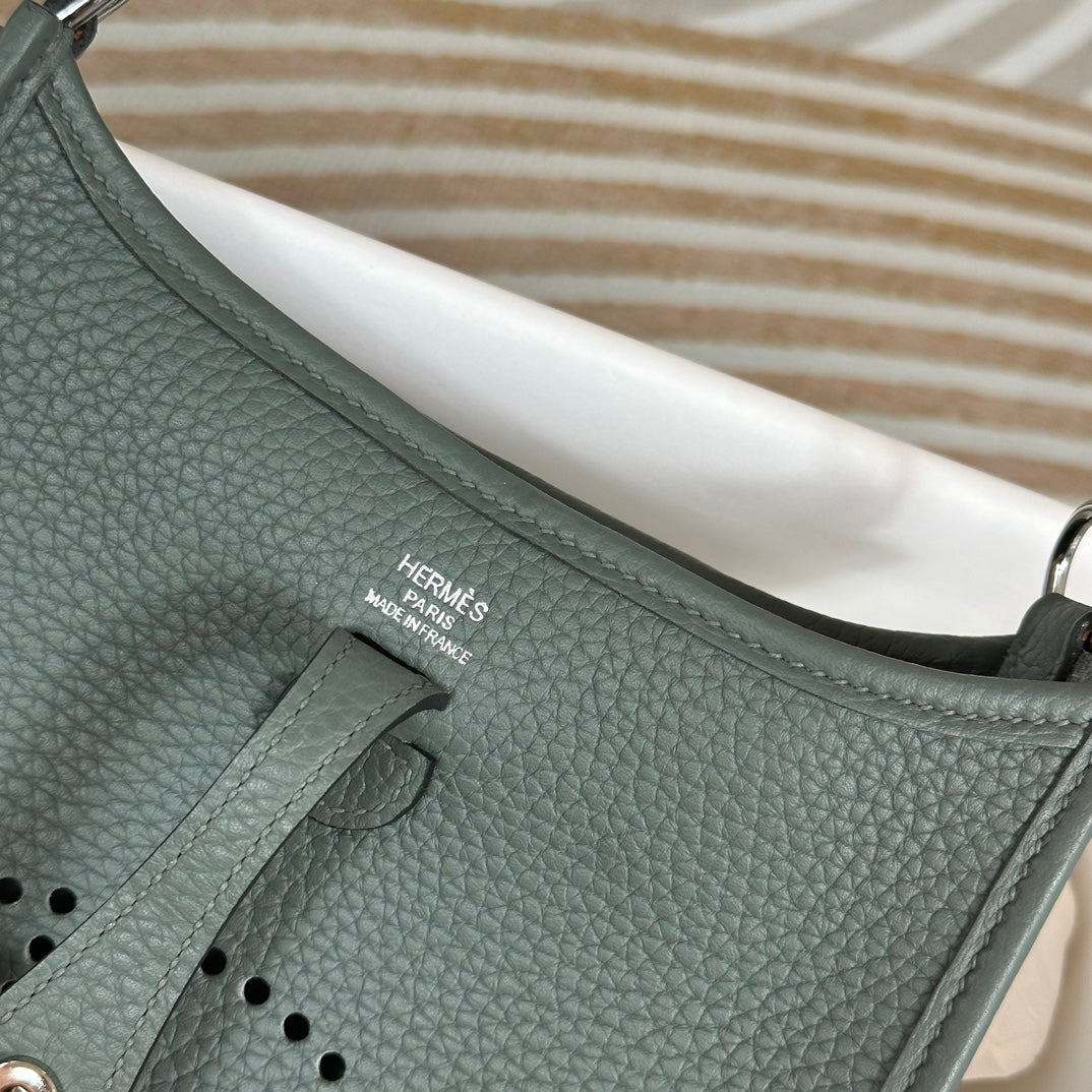 Hermes Evelyne III 17 Dark Green Togo Leather Bag Silver H5611
