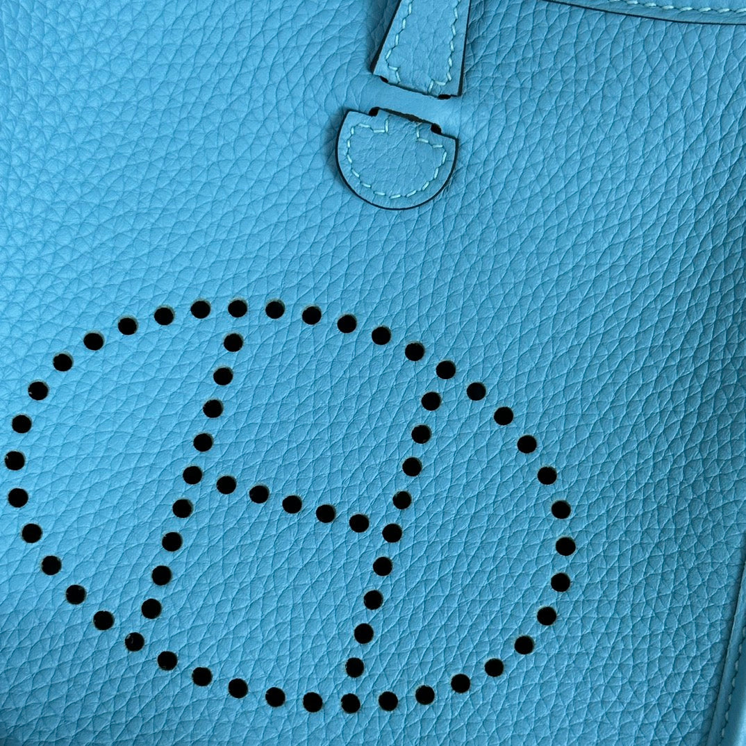 Hermes Evelyne III 17 Blue Togo Leather Bag Gold H5612