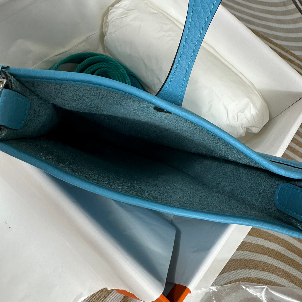 Hermes Evelyne III 17 Blue Togo Leather Bag Gold H5612