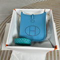 Hermes Evelyne III 17 Blue Togo Leather Bag Silver H5613
