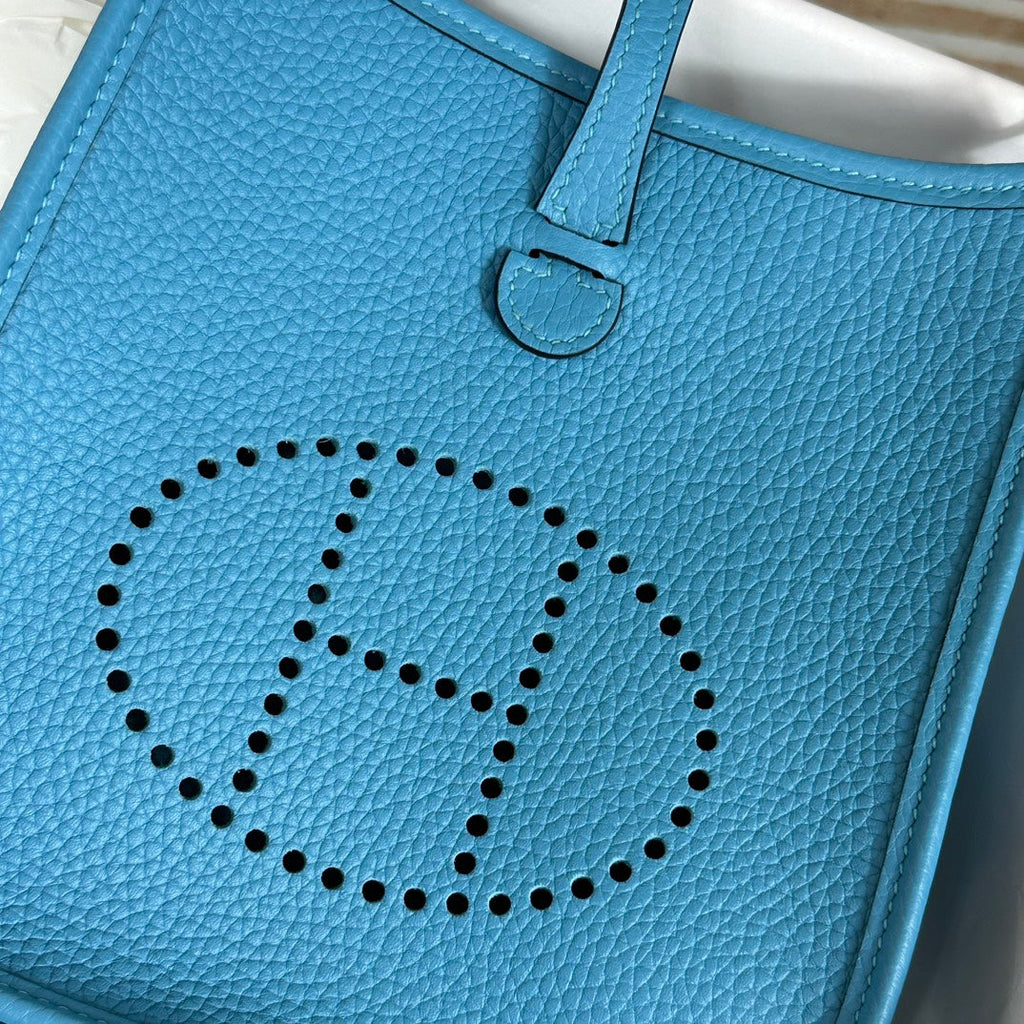 Hermes Evelyne III 17 Blue Togo Leather Bag Silver H5613
