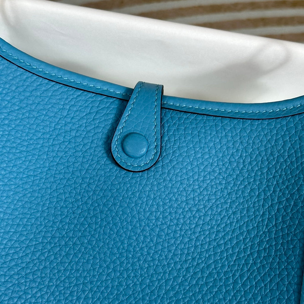 Hermes Evelyne III 17 Blue Togo Leather Bag Silver H5613