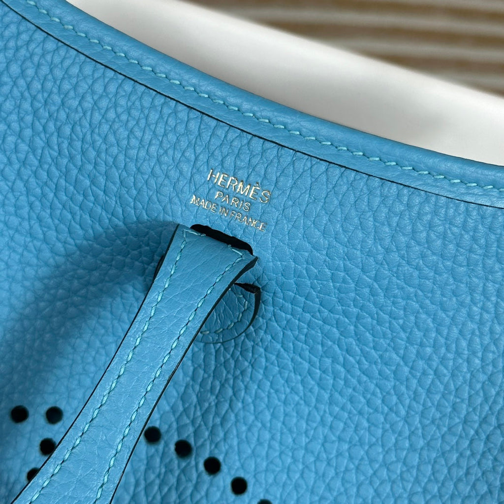 Hermes Evelyne III 17 Blue Togo Leather Bag Silver H5613