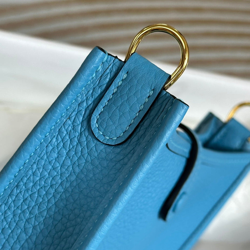 Hermes Evelyne III 17 Blue Togo Leather Bag Silver H5613
