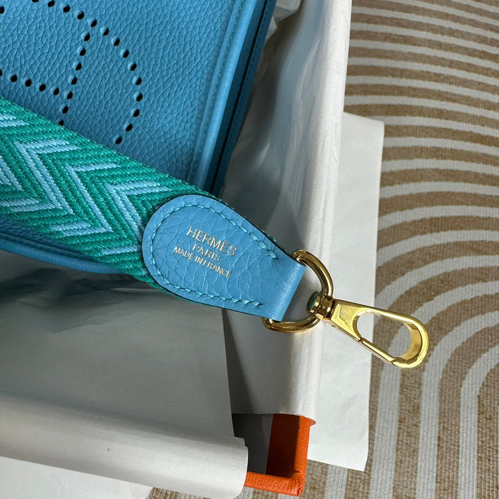 Hermes Evelyne III 17 Blue Togo Leather Bag Silver H5613
