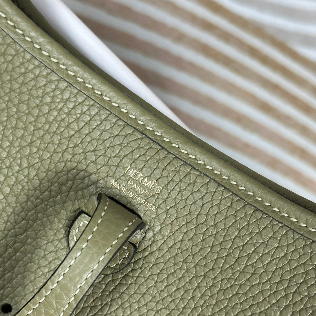 Hermes Evelyne III 17 Green Togo Leather Bag Gold H5614