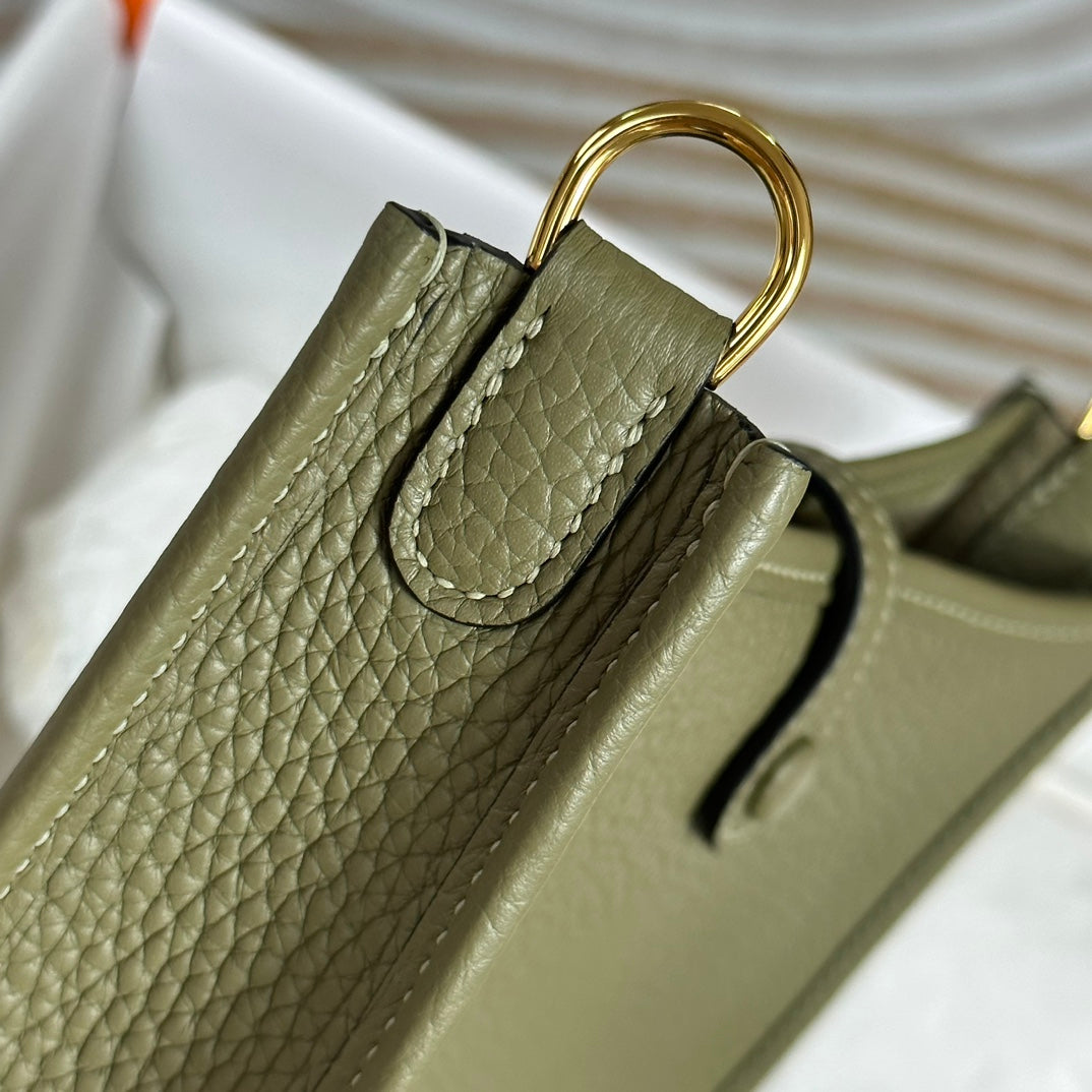 Hermes Evelyne III 17 Green Togo Leather Bag Gold H5614