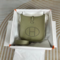 Hermes Evelyne III 17 Green Togo Leather Bag Silver H5615