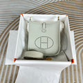 Hermes Evelyne III 17 Gray Togo Leather Bag Gold H5616
