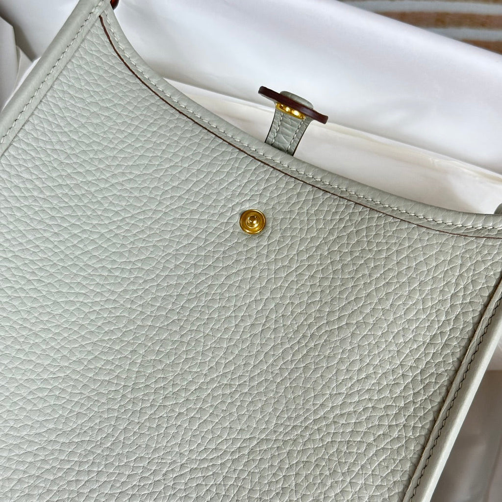 Hermes Evelyne III 17 Gray Togo Leather Bag Gold H5616