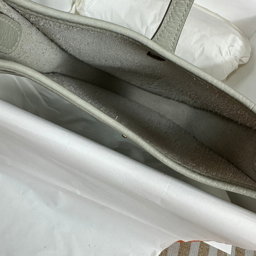 Hermes Evelyne III 17 Gray Togo Leather Bag Gold H5616