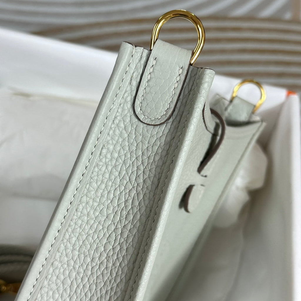 Hermes Evelyne III 17 Gray Togo Leather Bag Gold H5616