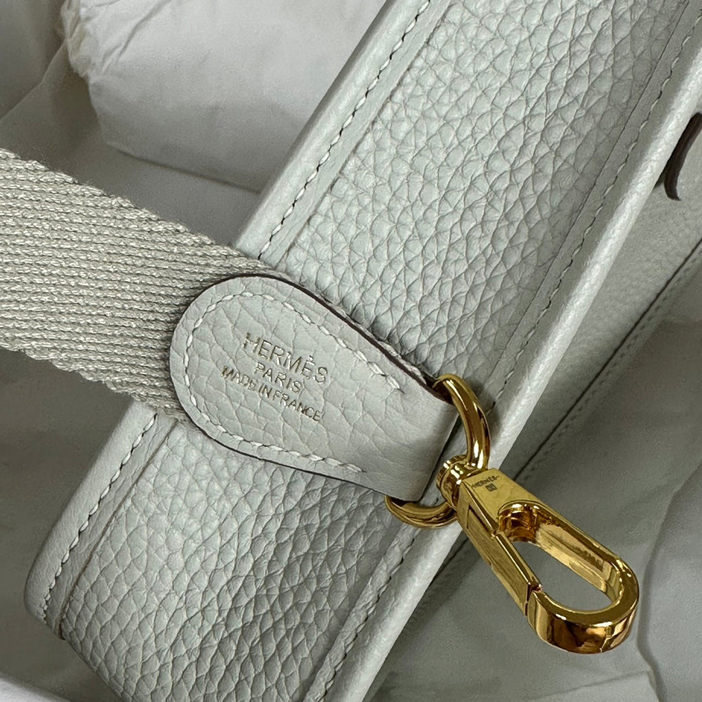 Hermes Evelyne III 17 Gray Togo Leather Bag Gold H5616