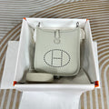 Hermes Evelyne III 17 Gray Togo Leather Bag Silver H5617