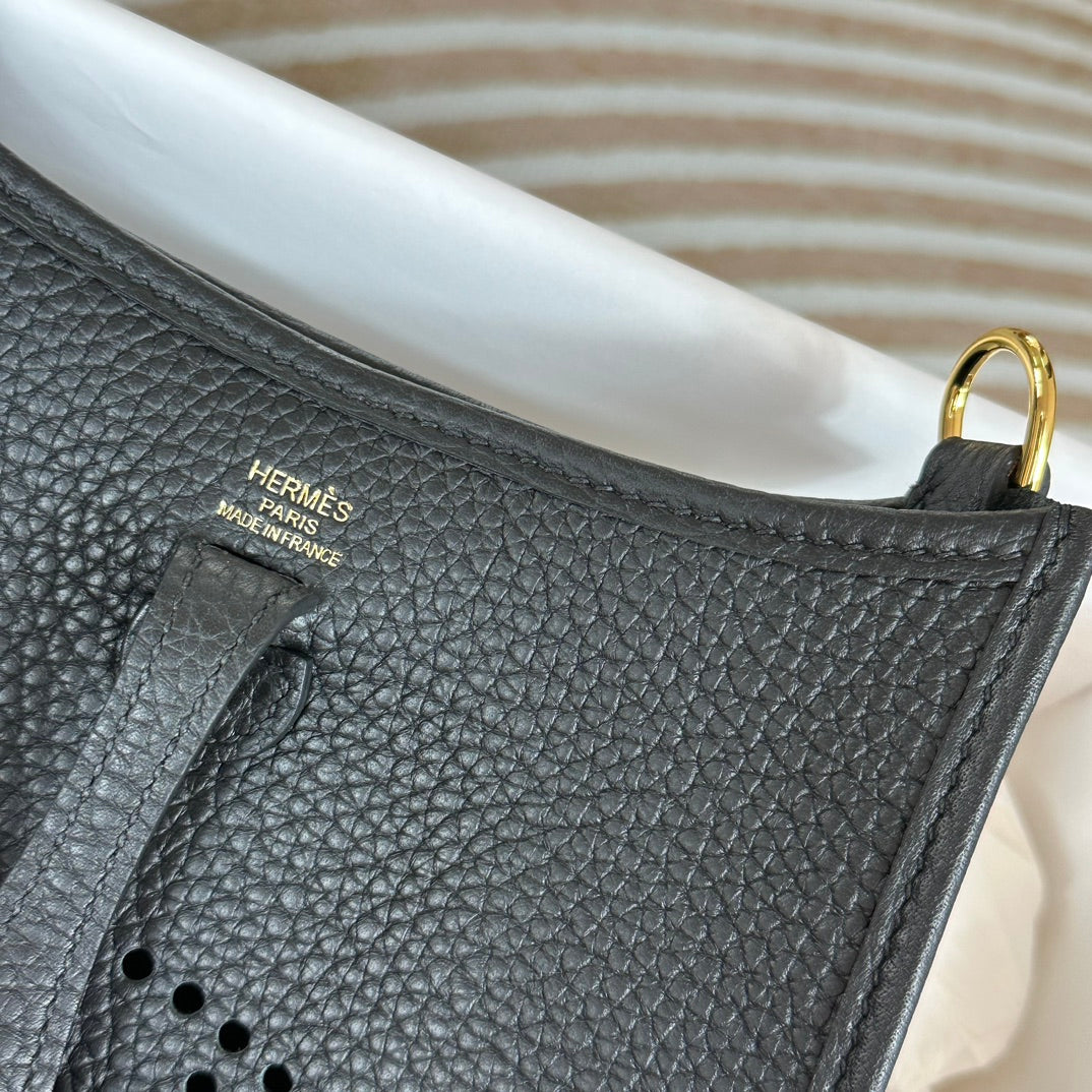 Hermes Evelyne III 17 Black Togo Leather Bag Gold H5620