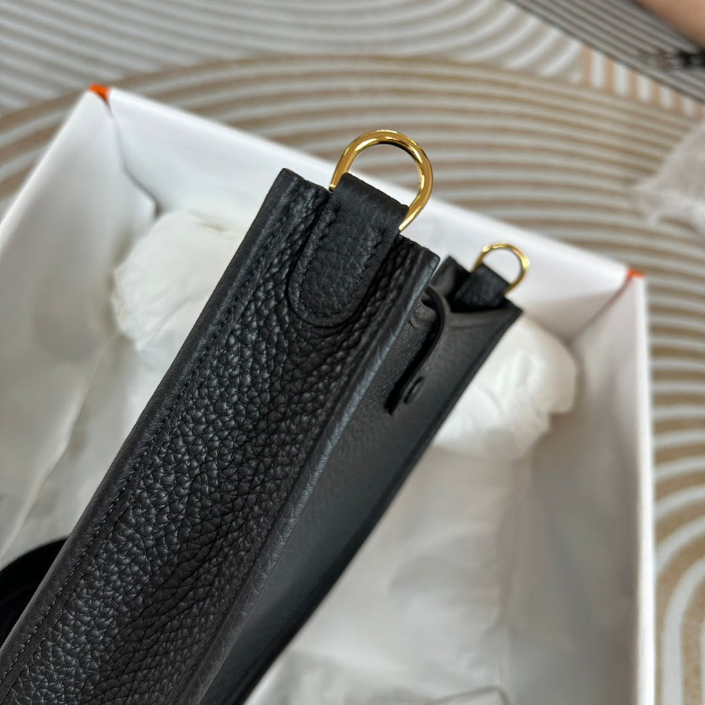 Hermes Evelyne III 17 Black Togo Leather Bag Gold H5620