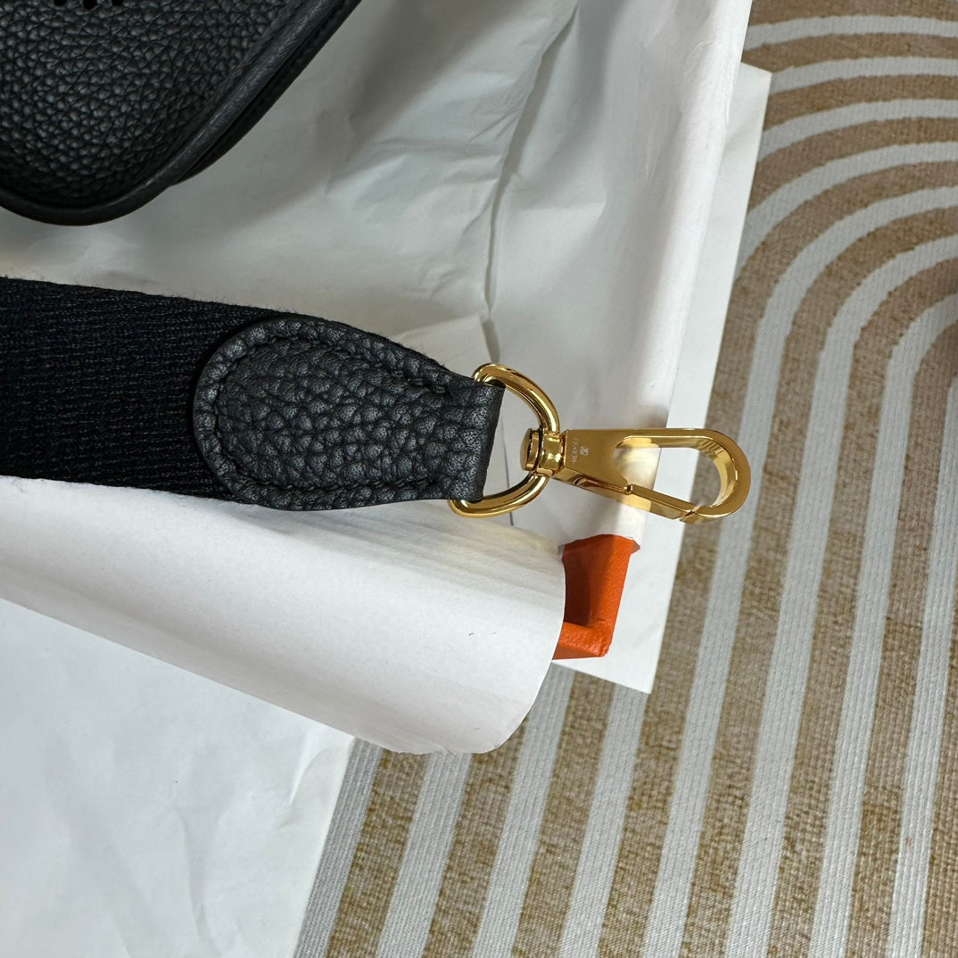 Hermes Evelyne III 17 Black Togo Leather Bag Gold H5620
