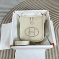 Hermes Evelyne III 17 Beige Togo Leather Bag Gold H5622