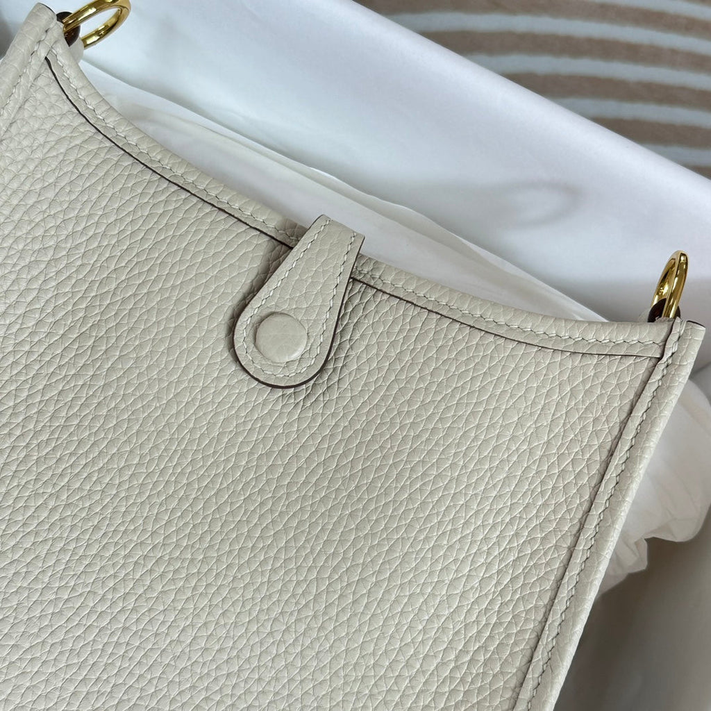 Hermes Evelyne III 17 Beige Togo Leather Bag Gold H5622