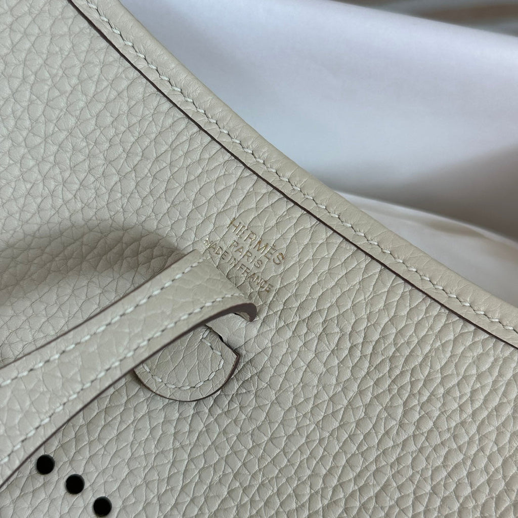 Hermes Evelyne III 17 Beige Togo Leather Bag Gold H5622