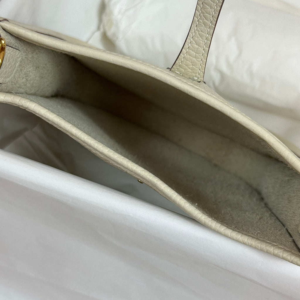 Hermes Evelyne III 17 Beige Togo Leather Bag Gold H5622