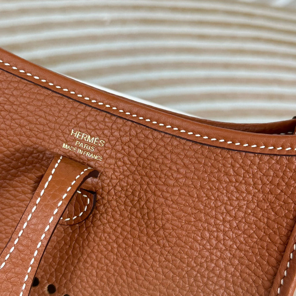 Hermes Evelyne III 17 Tan Togo Leather Bag Gold H5624