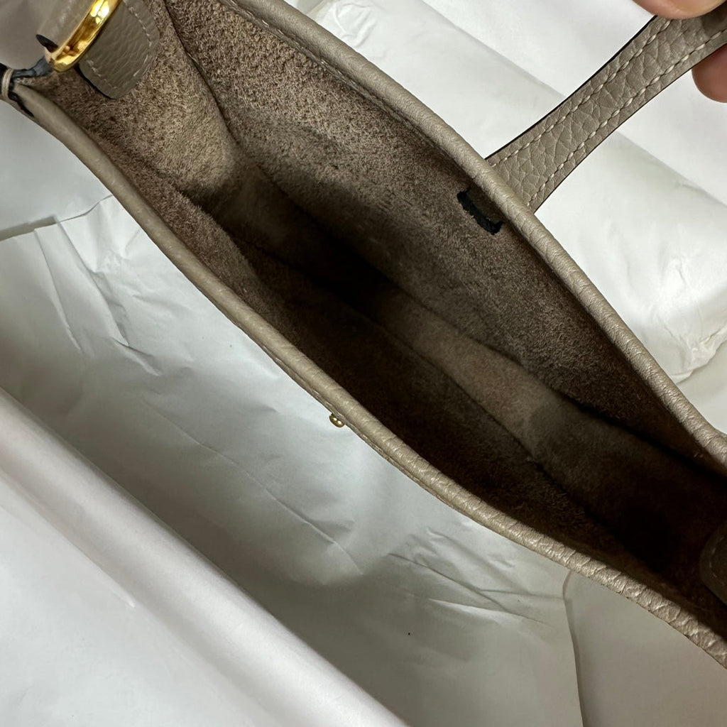 Hermes Evelyne III 17 Light Gray Togo Leather Bag Gold H5628